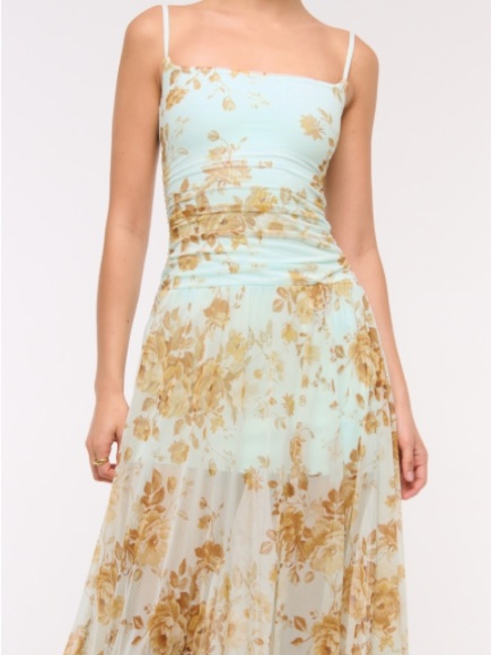 Abercrombie & Fitch Bra-Free Flowy Floral Sheer MIidi-Maxi Dress Size S - Picture 2 of 8